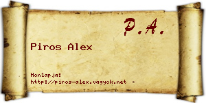 Piros Alex névjegykártya